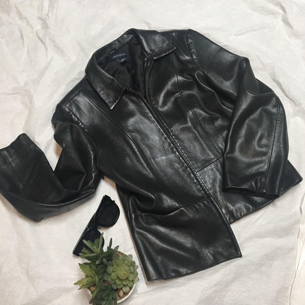 Soft Black leather Jacket simple Small Ann Taylor